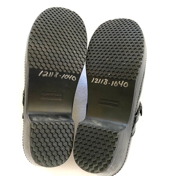 Lands End Women's Black Patent Leather Chunky Clogs Shoes Size 11 D - Y2K - Picture 10 of 13